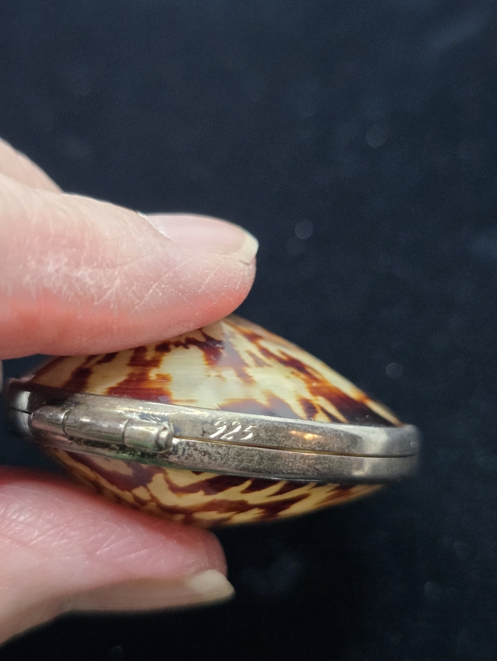 Sterling 925 Limpet Shell Locket Trinket Pendant Pill Box Vintage - Picture 4 of 11